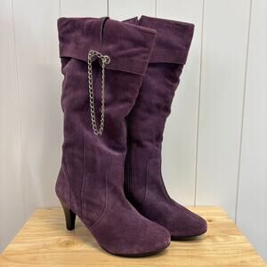 Legroom Women's Purple Suede Whimsigoth Heel Boots Size 8 Witchy Fairy Grunge